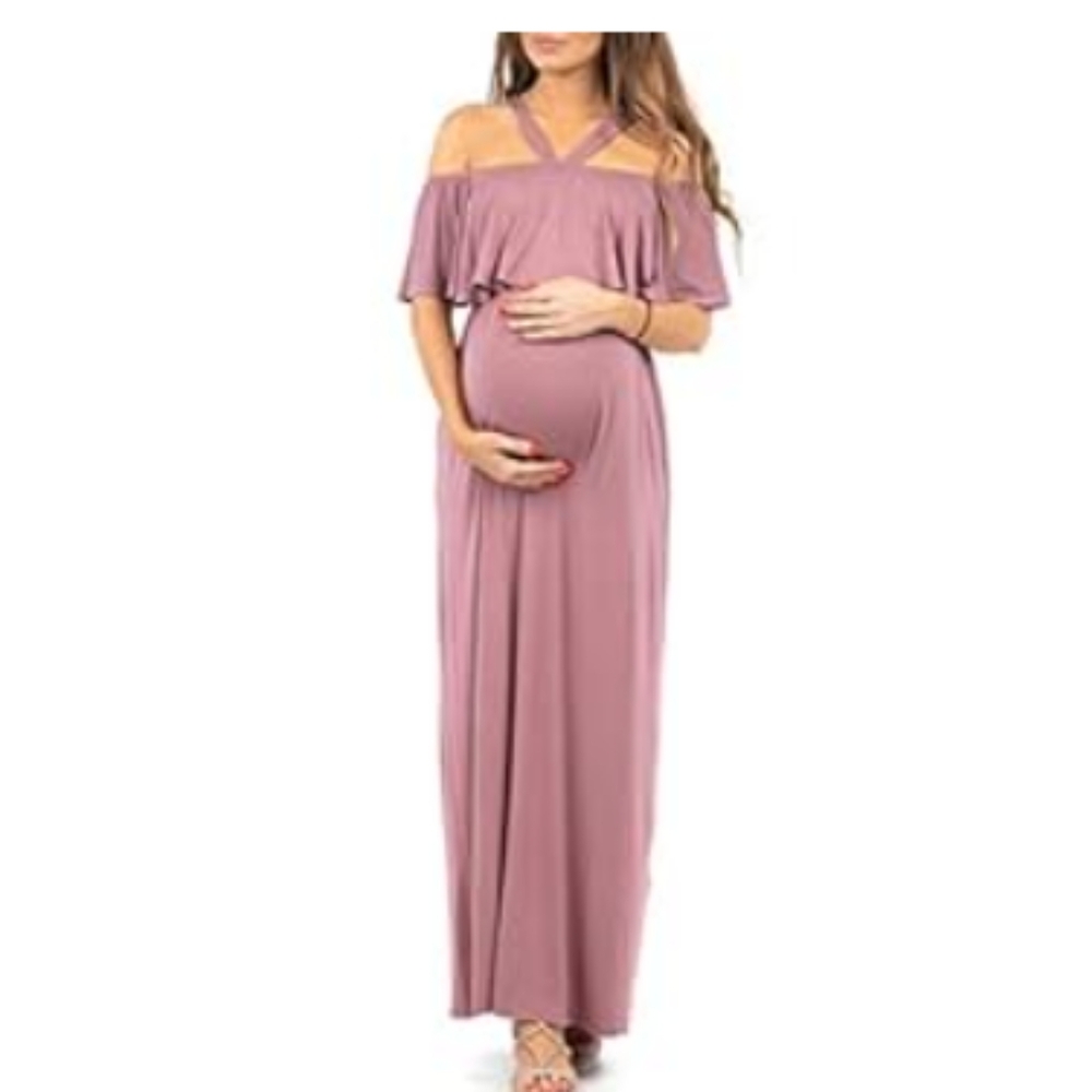 Maternity dress dusty rose pink